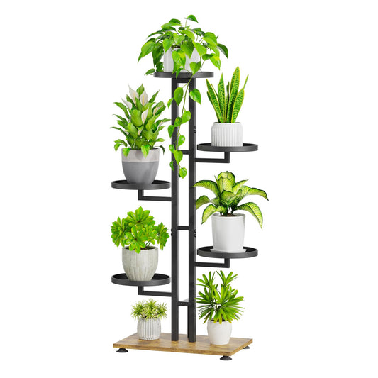 iDavosic.ly 5 Tier Plant Stand Indoor Outdoor, Tiered Corner Multiple Flower Pot Holder Shelf, Metal 40 Inch Tall Display Rack for Patio Porch Living Room Garden Balcony Bedroom, Black