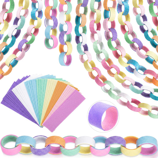 TaoBary 600 Sheet Thick Felt Chain Garland Strip 1.8x9.84 Inch Construction DIY Crafts Felt Chain for Home Classroom Holiday Party Decoration Supplies with Mini Stapler(Macaron Color)