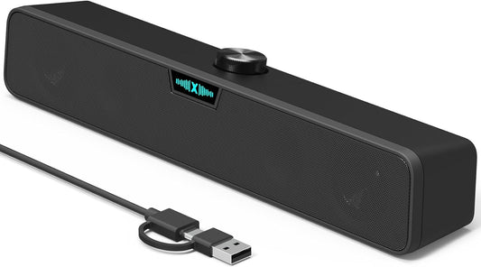 XKX Computer Speakers Soundbar for Desktop PC Mac, USB Plug-in, Wired, External Speakers for Laptop Desk Monitor, RGB