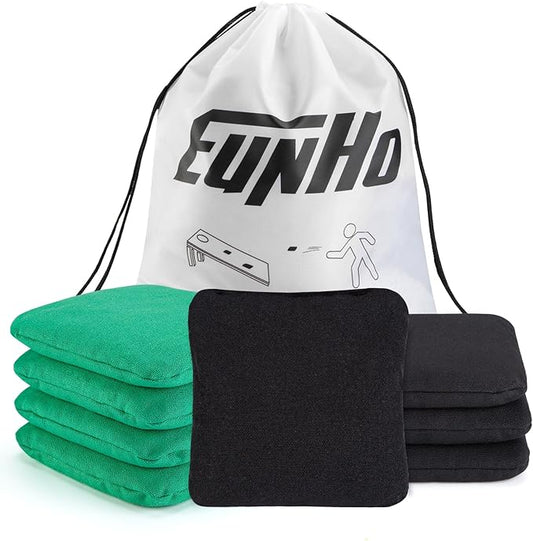 EunHo Cornhole Bags Set of 8 Regulation Size & Weight Corn Hole Bean Bags Official Professional All Weather for Tossing Game with Carry Case