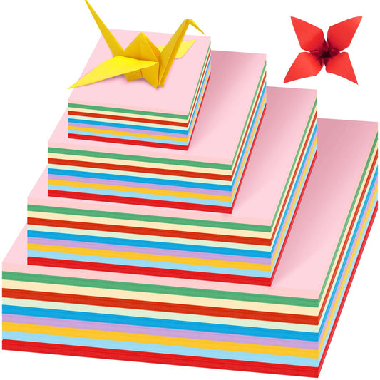 Sinmoe 4100 Sheets Origami Paper Assorted Sizes DIY Vivid Colored Colorful Double Sided Square Paper for Adults Beginners Fold Flower Craft, 10 Colors 4 Sizes(2300 Sheets)