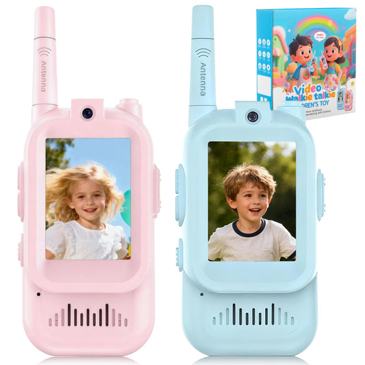 vilicert Video Walkie Talkie for Kids, Toys for 3-12 Year Old Boys Girls, 2 Way Radio Toy Long Range with Voice Effect, Birthday for Camping Outdoor