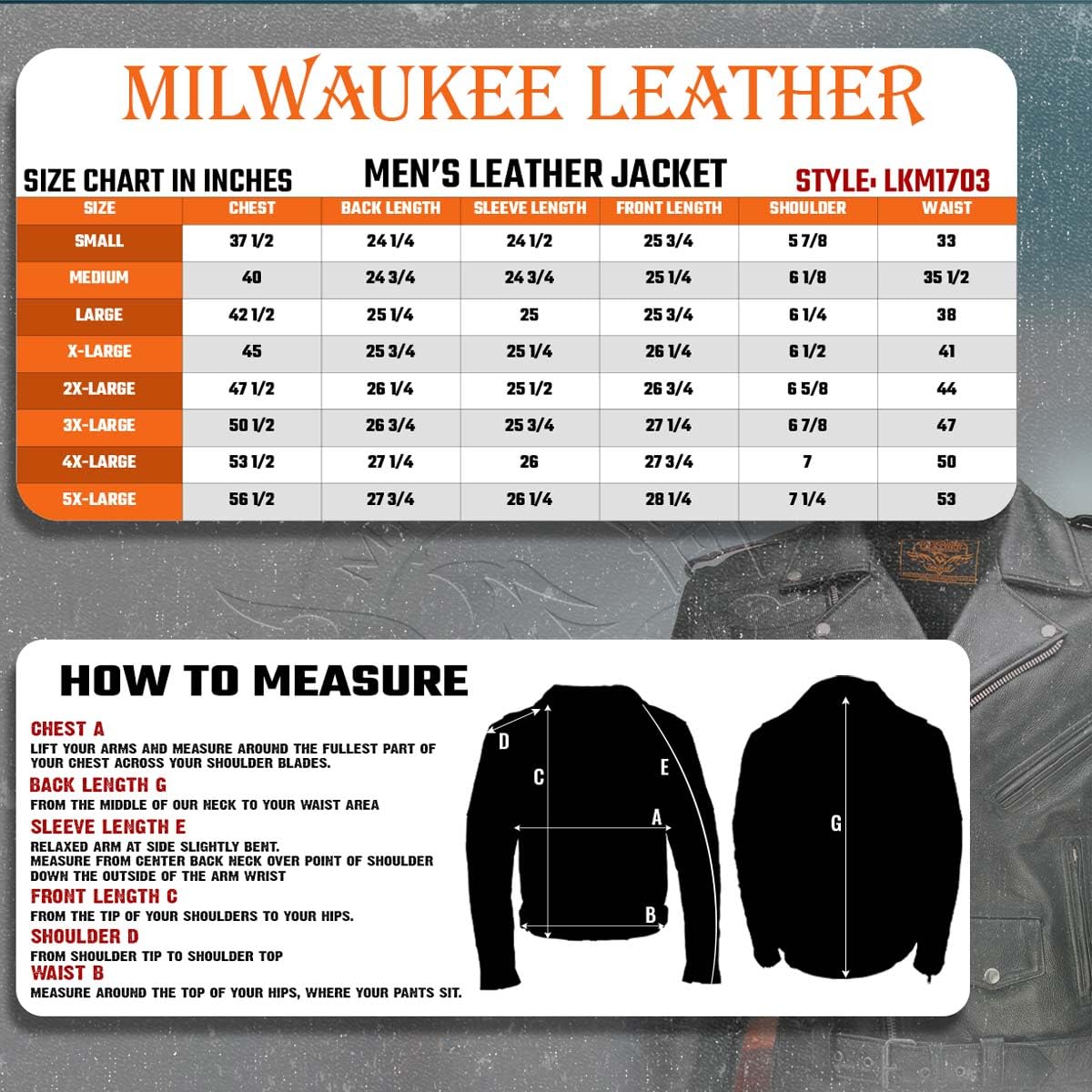 Milwaukee Leather Men's Classic Premium Leather Motorcycle Biker Riders Jackets - X-Small