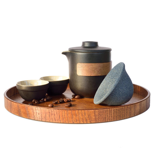 sencdfly Pour Over Coffee Maker - All-Ceramic Drip Set, Single Serve Coffee Maker with Pour Over Dripper, Reusable Ceramic Filter & Carafe, Portable Travel Drip Kit Valentines Day Gifts for Him