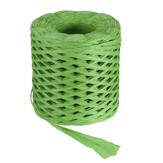 MECCANIXITY Green Raffia Ribbon, 219 Yard Natural Raffia Paper String 4mm Wide Packing Paper Twine Rope for Gift Wrapping DIY Crafts Crocheting Knitting Holiday Decoration
