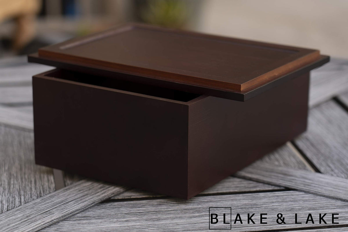Wooden Storage Box for Home - Large Wood Keepsake Box with Lid - Dark Brown Wooden Memory Box - Wooden Boxes (Dark Brown)