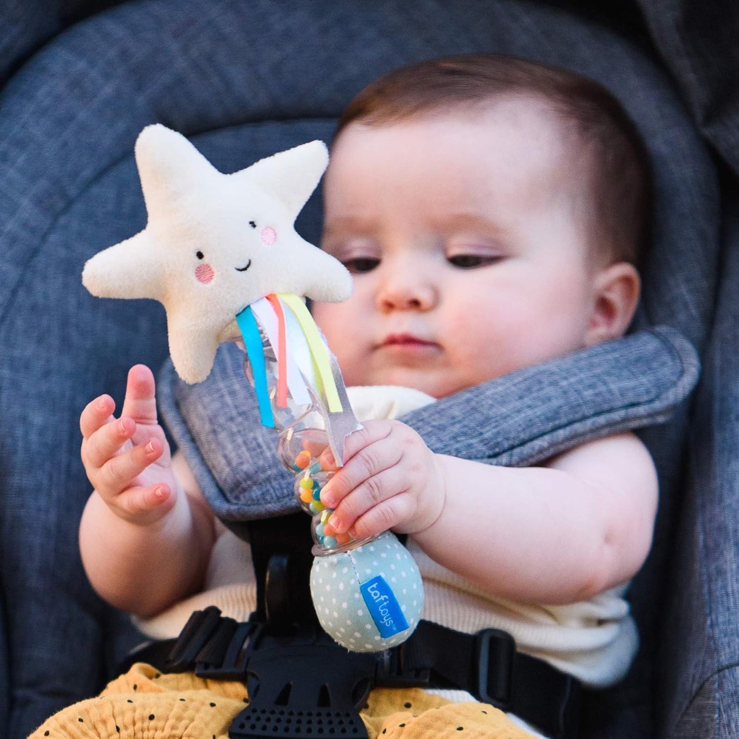 Taf Toys Star Rainstick Rattle, Musical Shake & Rattle Rainmaker Toy, Musical Instrument for Babies and Toddlers for Sensory and Motor Skills Development
