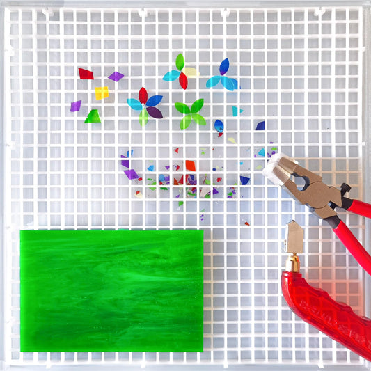Stained Glass Cutting Mat with Tray 12"x12", Stained Glass Supplies, Catching Shards in Grids, Suitable for Cutting Glass and Cutting Mats for Crafts