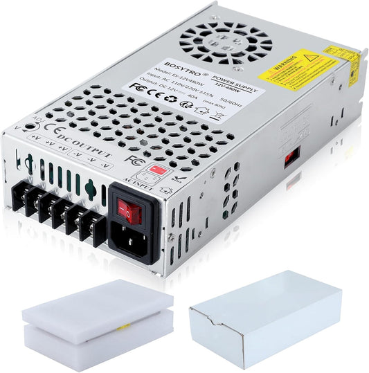 BOSYTRO 12V 480W 40A 110v 12v 3D Upgraded DC Power Supply to Converter Switching Power Supply for Led Strip, CCTV