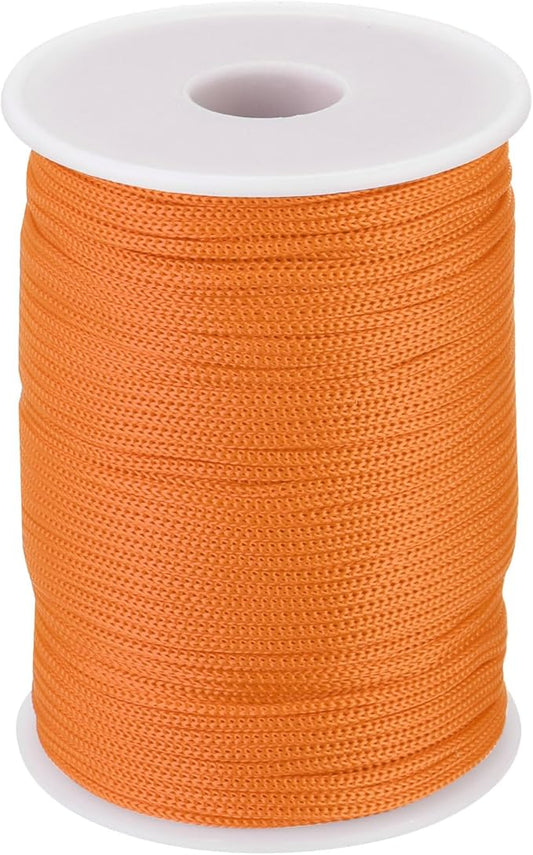 MECCANIXITY 1/12 Inch Polypropylene Rope Braided Ropes, 328ft Nylon Rope Hollow Utility Cord for Clothesline, Camping, Hiking, Outdoor, Light Orange
