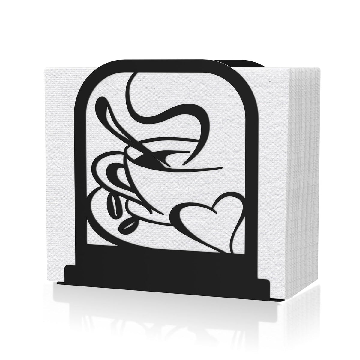 Modern Standing Napkin Holder for table, Black Metal Napkin Dispenser, Coffee time Theme Style Napkin Holder, Suitable for Kitchen, Coffee Shop, Dining Room
