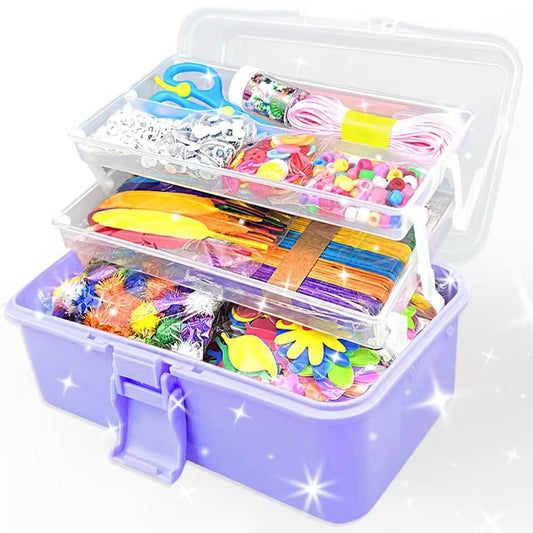 VLUSSO 3000Pcs Arts and Crafts Supplies for Kids Girls 8-12 Craft Kit with Pipe Cleaners Beads Crafts for Kids DIY School Supplies Set Crafting Box for Girls Boys Age 4-6, 6-8, 8-12 Years Gifts