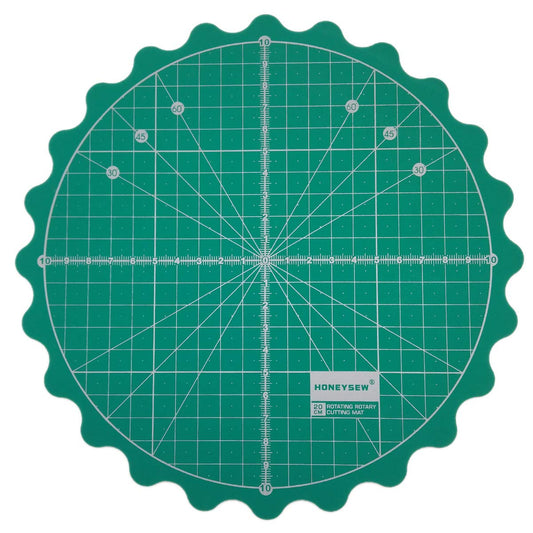 HONEYSEW Circle Rotary Cutting Mat Diameter 20cm(8") Self Healing for Any Table Protection Board Quilt Fabric Doing Crafts Sewing Quilting Projects Rotating Cutter Pad (Green Color)