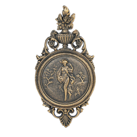 Sungmor Ornate Cast Iron Wall Art Plaque – Classical Woman Relief in French Country Style, Decorative Wall Sculpture - Vintage Hanging Décor for Home, Garden, or Patio – Rustic Gold Finish