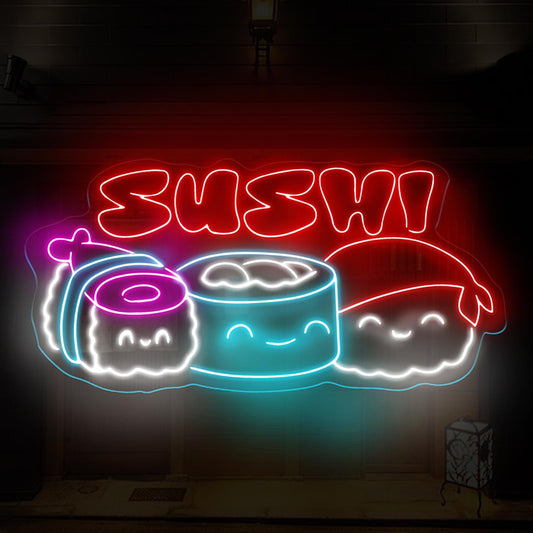 Sushi Neon Sign, Japanese Sushi Neon Light, Sushi Food Led Light, Kitchen Wall Art Sign, Japanese Restaurant Wall Decor, Sushi Shop Restaurant Kitchen Home Neon Decor, Club Party, Sushi Lovers Gift