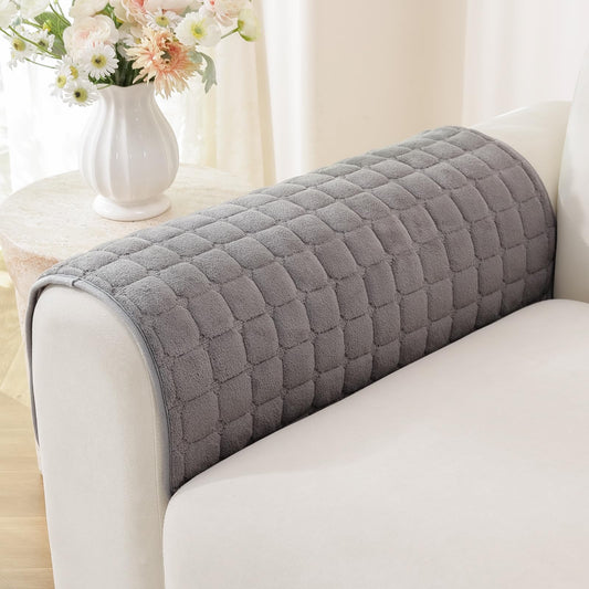OstepDecor Faux Fur Couch Covers, Sofa Cover Washable, Super Soft Plush Couch Blanket Cover, Thick Cozy Sofa Slipcovers Furniture Protector for Couches and Sofas (27.6" x 70.9", Dark Grey)