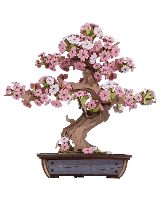 Rolife 3D Wooden Puzzle Flower for Adults, DIY Sakura Bonsai Tree Plants for Home Table Decor, Creative Cherry Blossom Crafts Birthday Model Building Kits Toys