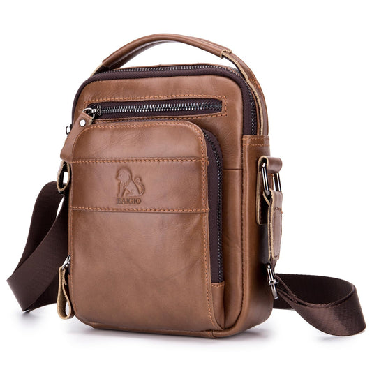 BAIGIO Genuine Leather Small Messenger Bag for Men Shoulder Bag for Ipad Crossbody Bag Men Handbag Satchel Travel Business
