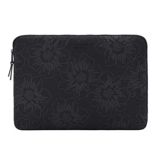 kate spade new york Puffer Laptop Sleeve 16 Inch - Reverse Hollyhock Black - Compatible with All MacBook M Series Devices