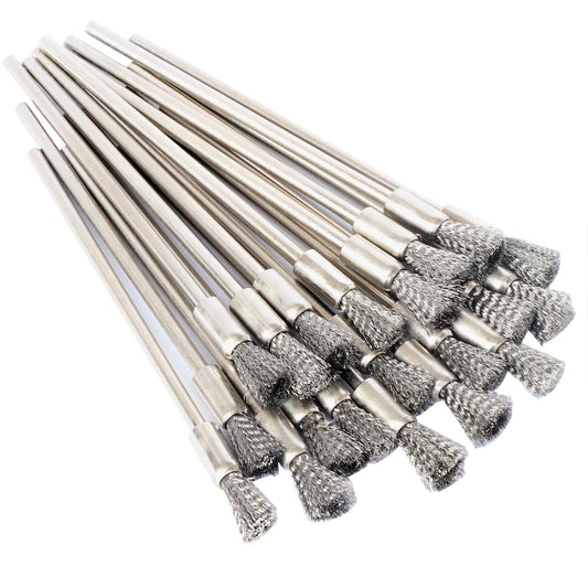 20pcs Scratch Brush Pen Set, Stainless Steel Bristles Pen Style Prep Sanding Brush,Removing Corrosion and Rust, Electrical Circuit Boards and so on (20pcs Stainless Steel)
