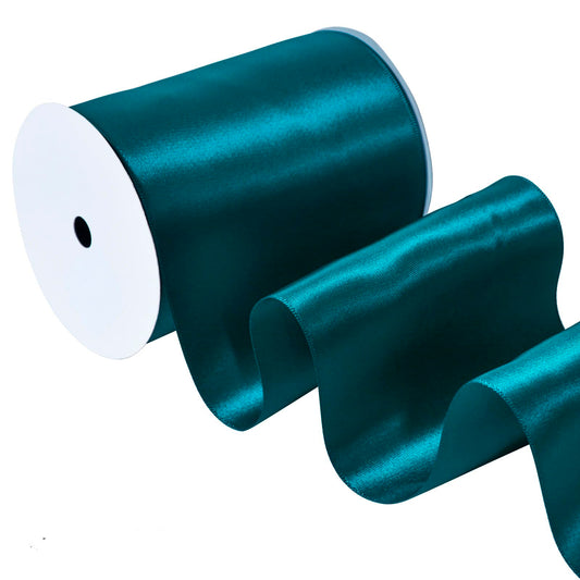 Ribest Teal Double Faced Satin Ribbon, 4 Inch 5 Yard Ribbon for Crafts Gift Wrapping Bows Wedding Party Decoration Bouquet