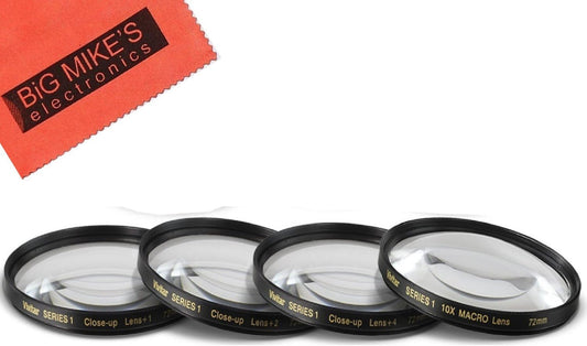 Big Mike's 72mm Set (+1, +2, +4 +10 DSC-RX10 DSC-RX10 Close-Up Filter and Diopters) Magnification Kit Compatible