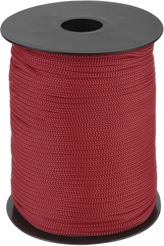 MECCANIXITY 1/8 Inch Polypropylene Rope Braided Ropes, 328ft Nylon Rope Hollow Utility Cord for Clothesline, Camping, Hiking, Outdoor, Wine Red