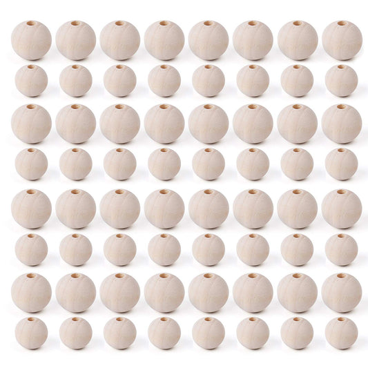 Foraineam 600 Pieces 20mm and 16mm Wood Beads Unfinished Natural Wooden Loose Beads Round Ball Wood Spacer Beads for Crafts DIY Jewelry Making