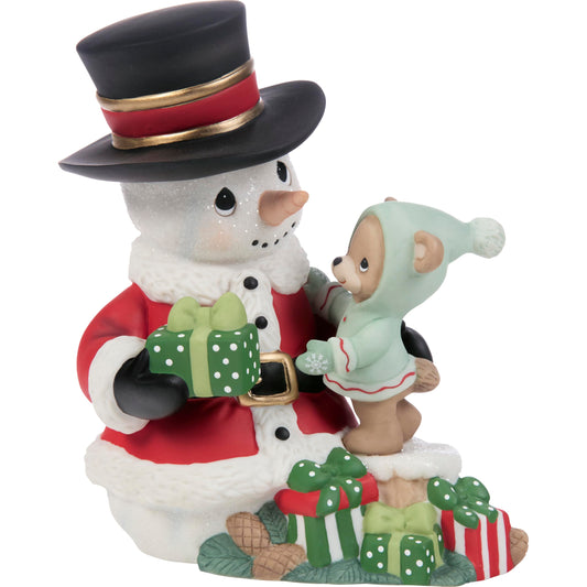 Precious Moments Sharing The Gift of Love at Christmastime Annual Snowman Figurine – 251015