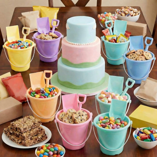 Lunmon 72 Pcs Beach Toys for Kids 24 Set Sand Buckets Shovels Bulk Pastel Beach Balls Inflatable Sand Toys for Girls Boys Toddlers Games Birthday Summer Pool Party Favor (Macaron, Stylish)