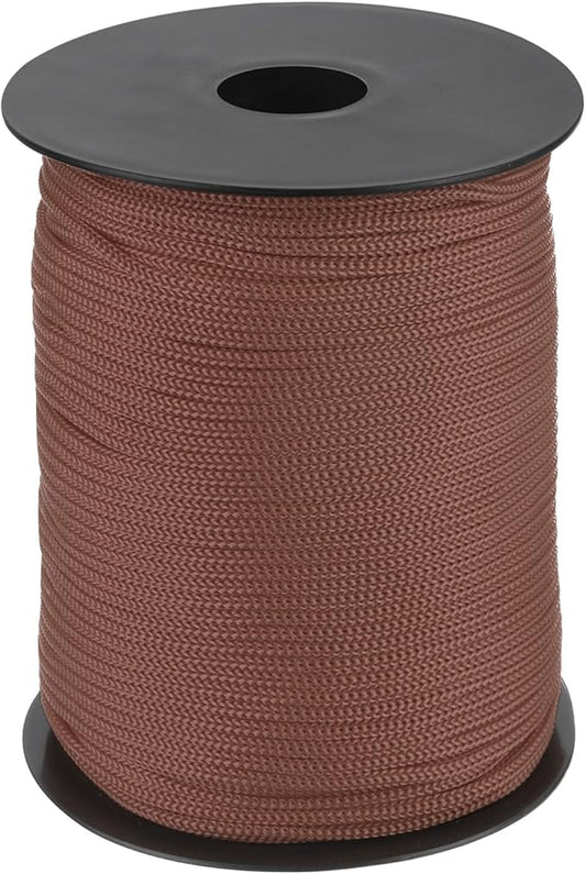 MECCANIXITY 1/8 Inch Polypropylene Rope Braided Ropes, 328ft Nylon Rope Hollow Utility Cord for Clothesline, Camping, Hiking, Outdoor, Dark Coffee