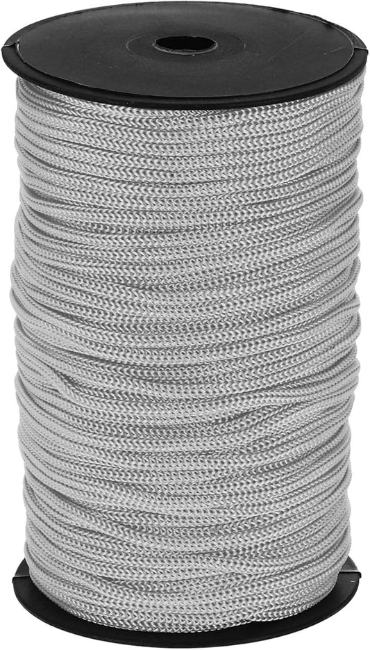 MECCANIXITY 3/16 Inch Polypropylene Rope Braided Ropes, 328ft Nylon Rope Hollow Utility Cord for Clothesline, Camping, Hiking, Outdoor, Light Grey