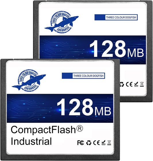 THREE COLOUR DOGFISH 2 Pack 128MB FAT16 Dogfish Compact Flash Memory Card High Performance Industrial CF Type I Card
