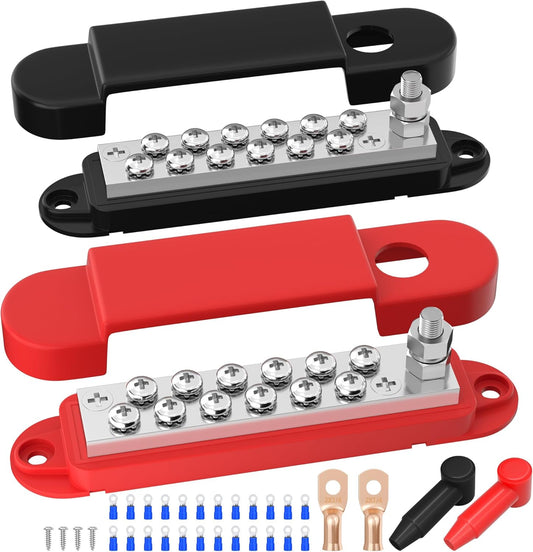 12V 150A 1/4" 12 RVBOATPAT Power Distribution Block Stud Marine Bus Bar Volt DC Battery Busbar for Boat Automotive
