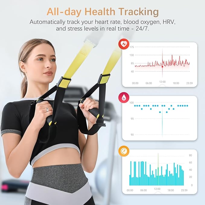 Fit Ring, Smart Health Rings for Women Men with Heart Rate,Blood Oxygen,HRV,Stress Level, Sleep Monitor, Step Tracker, No Subscription Fee, IP68 Waterproof Smart Ring for iphone &Android (Silver, 8#)