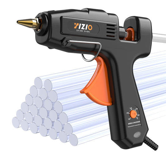 IZIO Full Size Hot Glue Gun and Sticks Set, 100-220W Adjustable Temperature, Fast Preheating Heavy Duty Industrial Gluegun, 30 Hot Glue Sticks For Crafting, Diy and Repairs (Black)