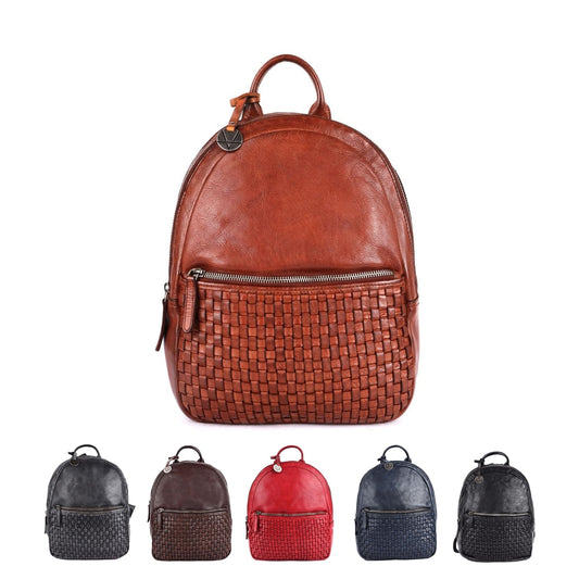 VILENCA HOLLAND Genuine Leather Backpack for Men, Casual Backpack for Women Office Bag with Adjustable Shoulder Strap (VL-054-COGNAC)