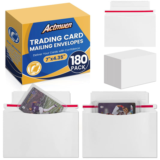 180 Pack Mailer Trading Card Envelopes，7" x 4.35" Trading Card Mailers for Shipping, Perfect Sized Shipping Envelope for Mailing Semi-Rigid and Toploaders, Protector Supplies.