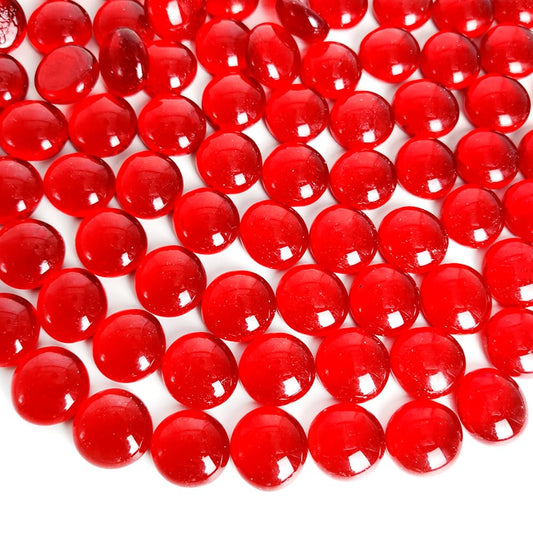 HappyFiller 2 Pound Ruby Red Flat Marbles Glass Gems Pebble Rocks Beads for Flower Vases Fillers,Party Decor,Fire Pit,Wedding Centerpieces,Craft Mosaics,3/4 inch Each