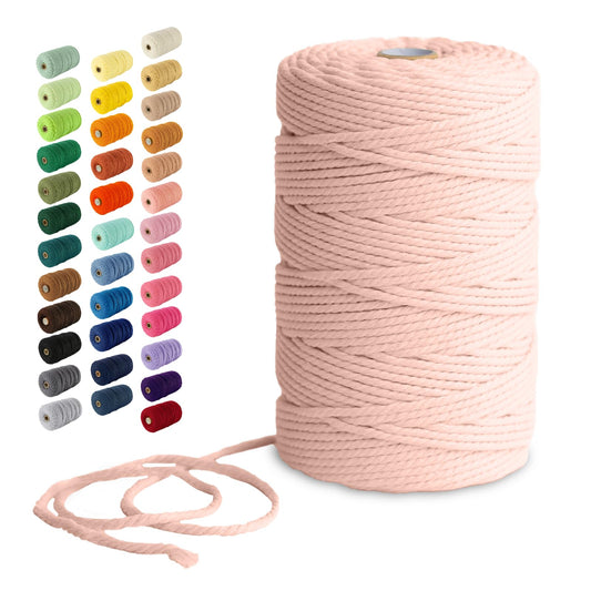 Nook Theory Macrame Cord - 3mm 220 Yards Cotton Rope, 4mm 5mm Yarn, String for Crafts, Perfect for Macrame Wall Hanging and Boho Decorations (Pearl)