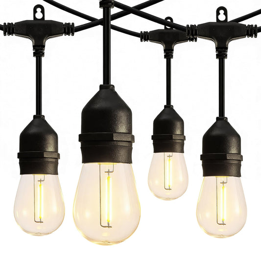 Banord Outdoor String Lights, 50FT Waterproof Patio Lights with 1W Dimmable LED Bulbs, Hanging String Lights for Outdoor Backyard, Garden, Deck, Porch, Gazebo, Balcony, Camping, Party(Black)