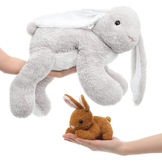 MaoGoLan 4Pcs Large Bunny Stuffed Animal with 3 Babies Inside, 24" Giant Easter Bunny Plush Toys, Soft and Cuddly Gray Stuffed Rabbit Gift for Kids,Girls,Boys,Teens