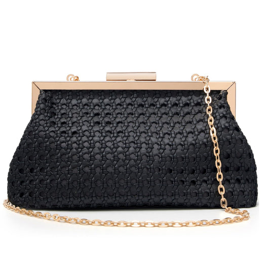 DETARA Woven Evening Bag Clutch Purses for Women Fashion PU Leather Crossbody Purse for Wedding Party and Prom (Black 2026)