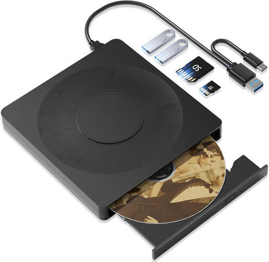 Wbacon 5 1 3.0 XP/7/8/10/11 in External DVD Player For Laptop with LightScribe DVD Burner CD Rom External CD/DVD Drive