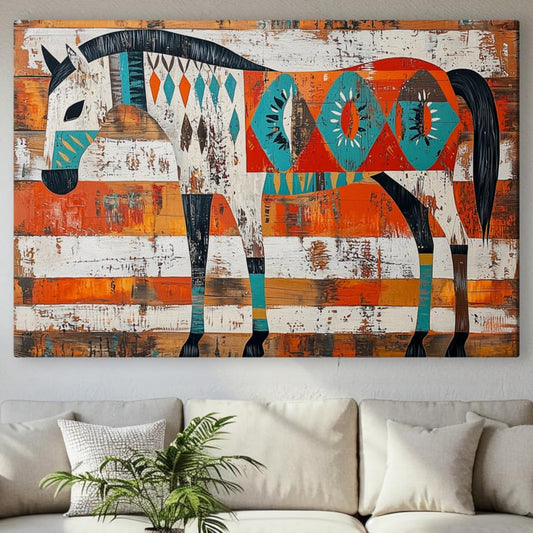 Arizona Canvas Prints Small to Extra Large - Sonoran Desert Landscapes Dining Room, Bedroom, Bathroom, Living Room - Saguaro Cactus Wall Art (Painted Desert Mustang, 24"L x 36"W)