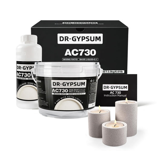 DR.GYPSUM Casting Powder, Fast-Curing,Water-Activated Material for DIY Crafts, Two-Part Powder Base and Liquid Set, 3kg(5.51Ib Base+1.1Ib Liquid)/Set(Warm White)