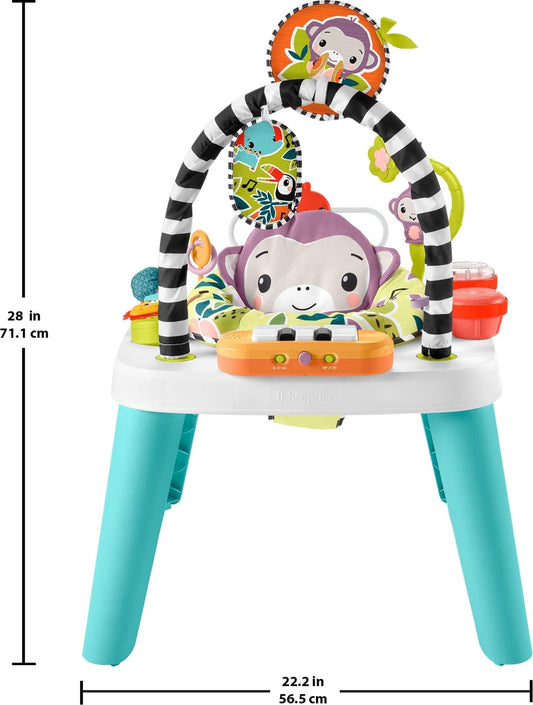 Fisher-Price Baby to Toddler Toy 2-in-1 Purple Monkey Activity Center & Play Table with Music Lights & Developmental Activities