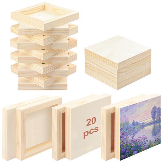 Yiksonyo 20 Pack 6 x 6 Inch Wood Panels, 6 inch Square Wooden Canvas Boards for Crafts, Painting, and DIY Art Projects