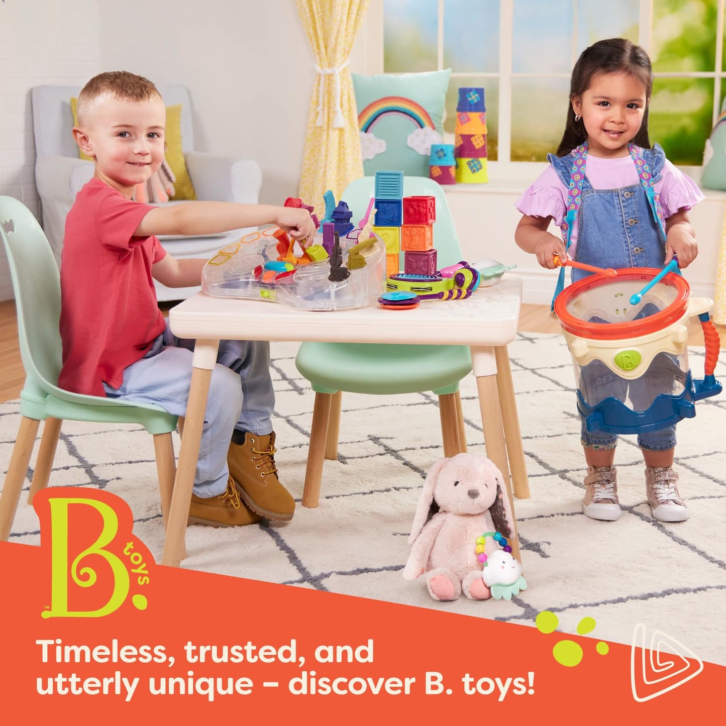 B. toys – Tabletop Activity Cube – Educational Storybook Included – Wooden Shape Sorter, Bead Maze, Animal Tiles – Top Flips for Compact Storage – 12+ Months – Lil' Learning Cube
