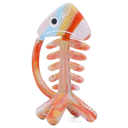 3 in 1 Infant Toys, Baby Teething Toys 3–6 6–12 Months, Teethers for Babies 0–3–6–12 Months for Teething Relief, Baby Gift, Baby Teether Toys, Silicone Sensory Toys,USA Patent Pending, Fish (Rainbow)